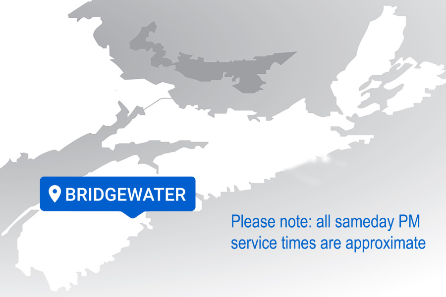 Bridgewater Approx. Sameday Service Times